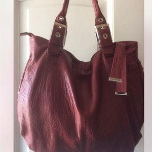 Alberta Di Canio Red Leather Hobo Handbag